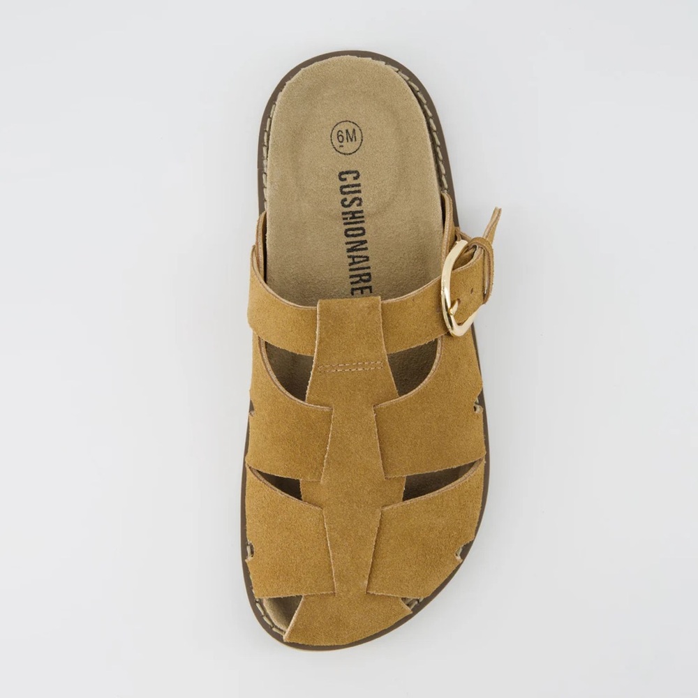 Cushionaire Benson suede fisherman sandal brown chestnut size 6